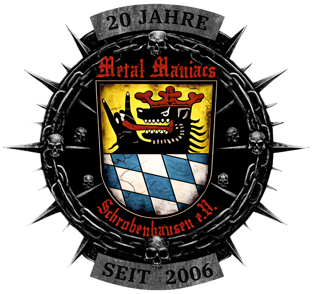 Jubiläumslogo 20 Jahre Metal Maniacs Schrobenhausen